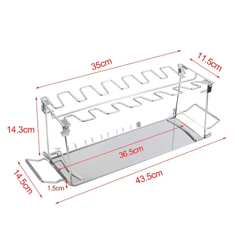 14 Slots Stainless Steel Barbecue Drumsticks Holder Smoker Stand