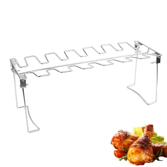 14 Slots Stainless Steel Barbecue Drumsticks Holder Smoker Stand