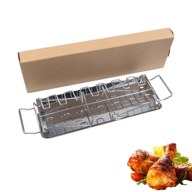 14 Slots Stainless Steel Barbecue Drumsticks Holder Smoker Stand