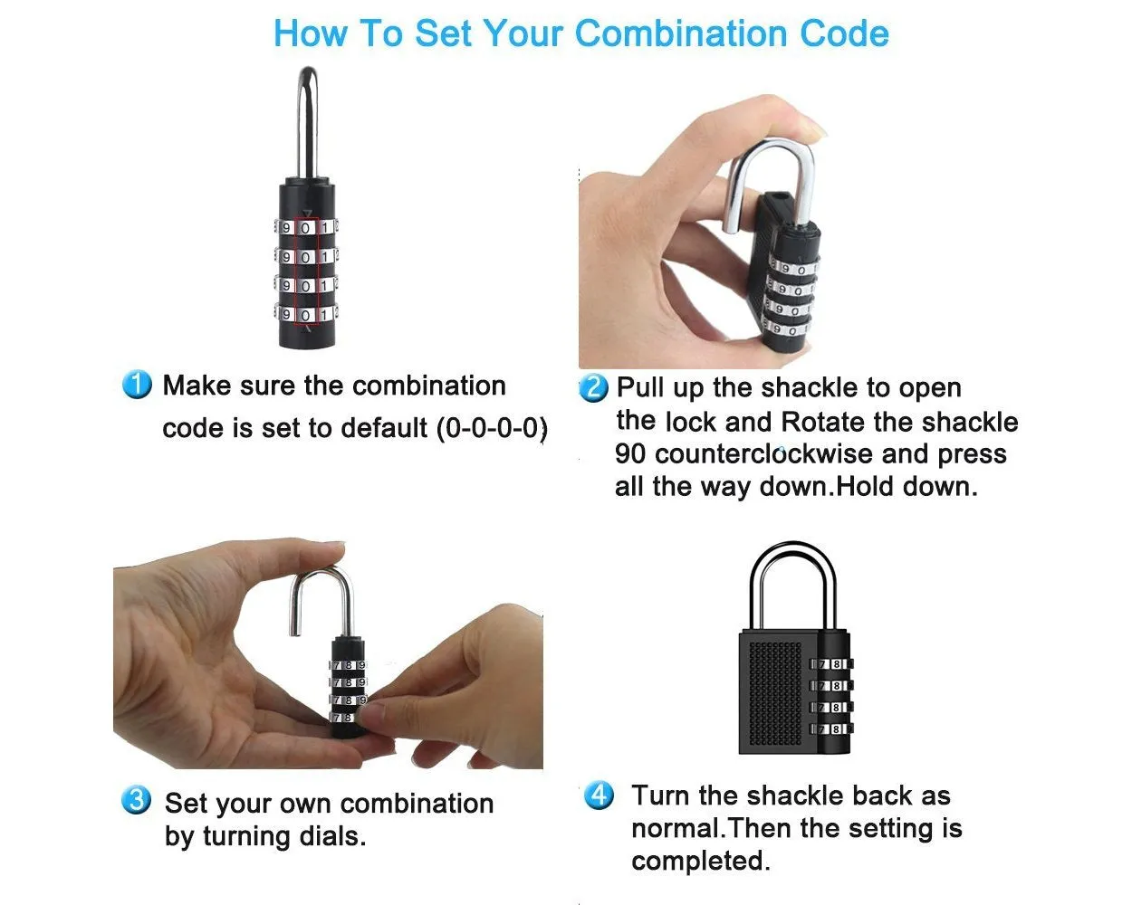 2 Pieces Resettable Combination Locks 4 Digit Gym Padlocks - Silver