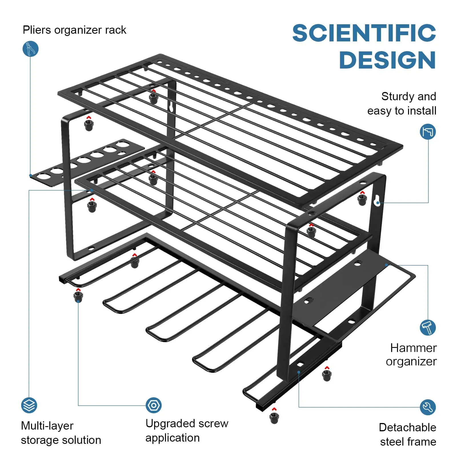 4-Tier Garage Tool Storage Organizer Rack 40cm Power Tool Shelf