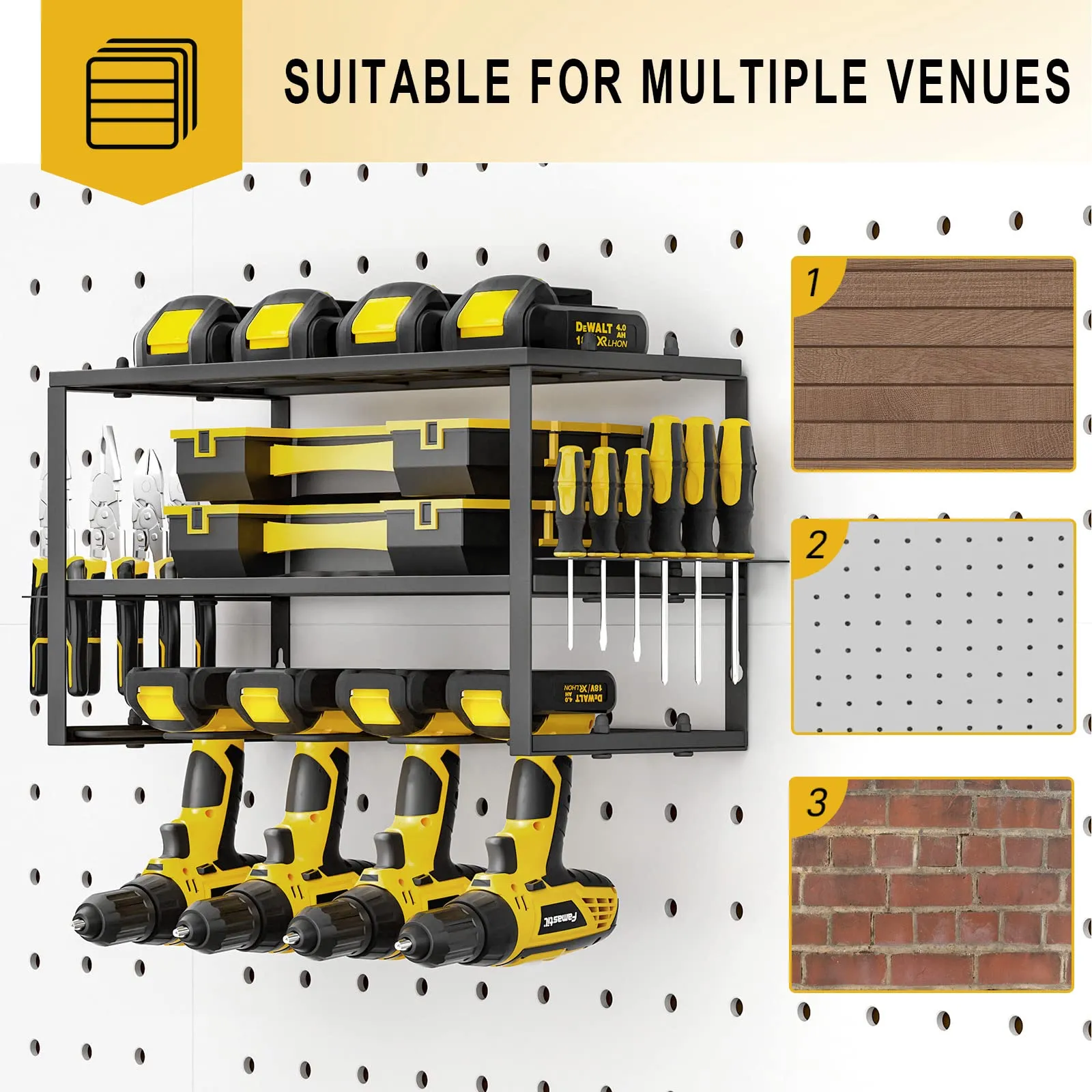 4-Tier Garage Tool Storage Organizer Rack 40cm Power Tool Shelf