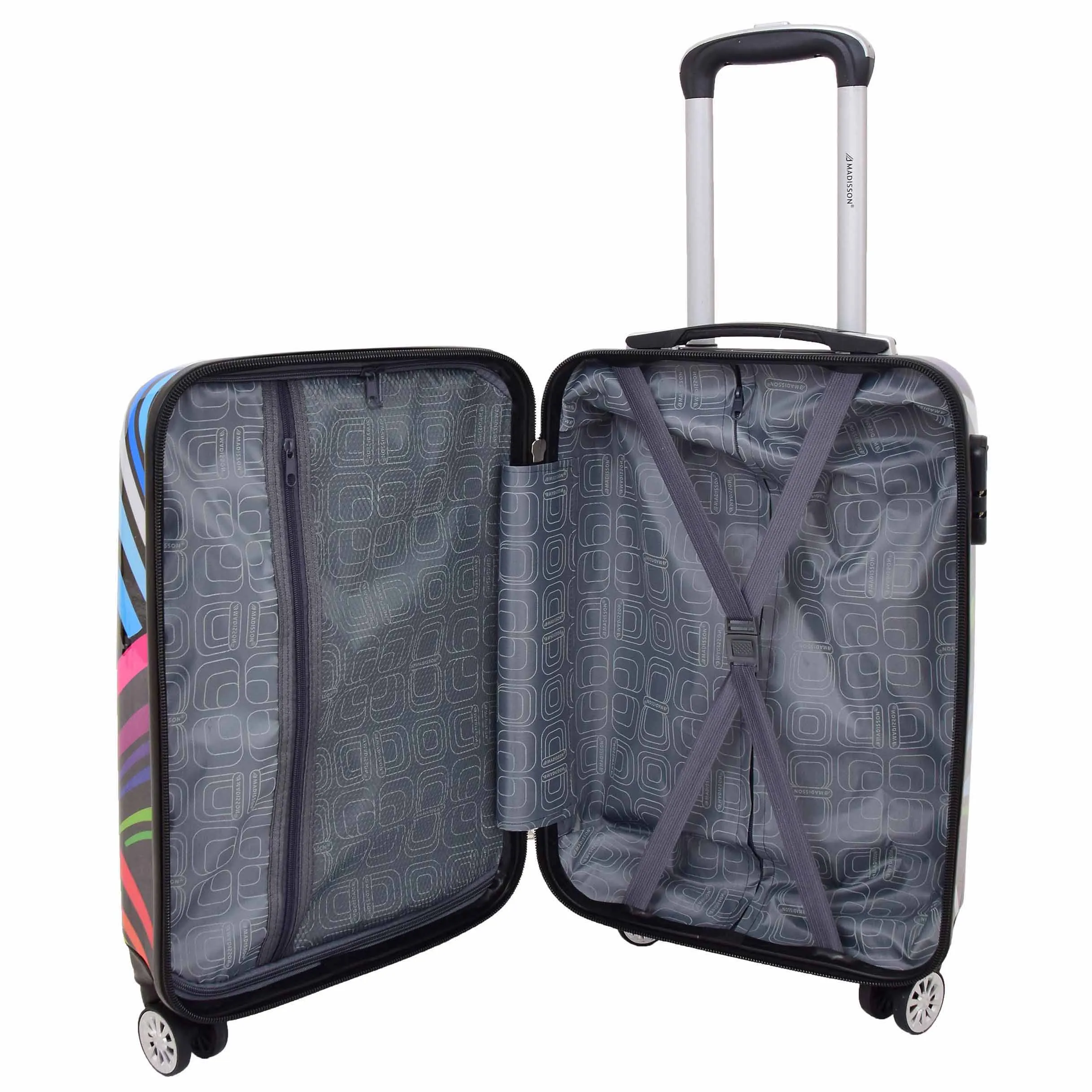 4 Wheels Multi Hearts Print Cabin Small Size Suitcase