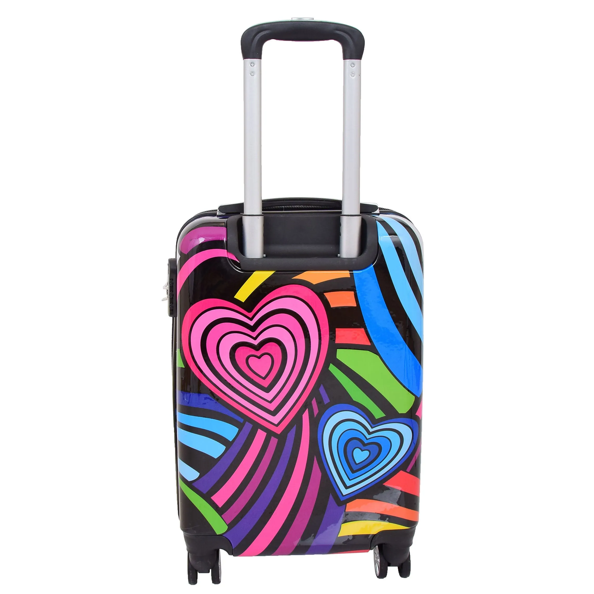 4 Wheels Multi Hearts Print Cabin Small Size Suitcase