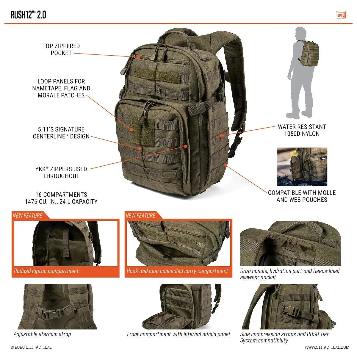 5.11 Tactical Rush 12 2.0 Backpack 24L