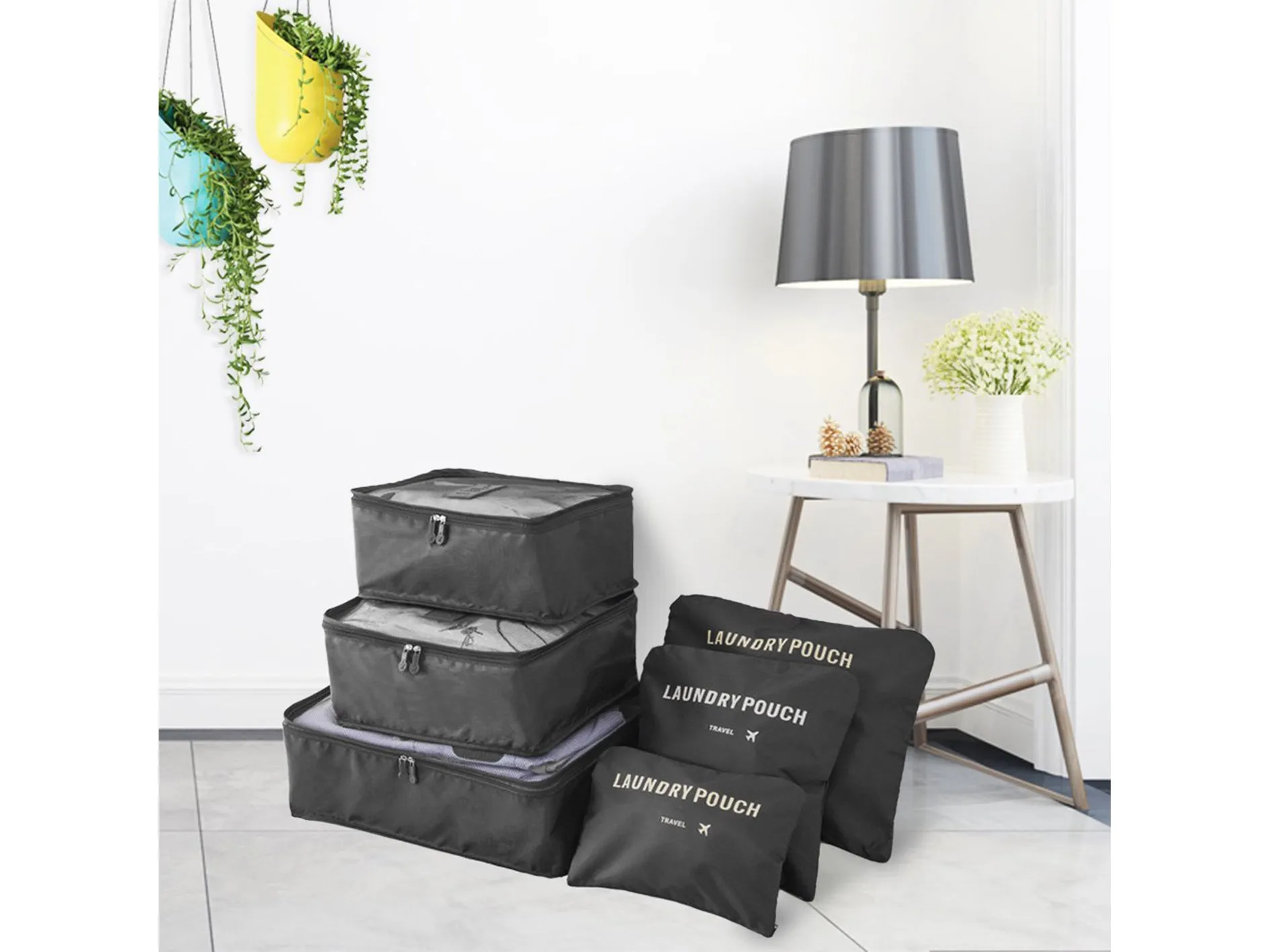 6PCS Packing Cubes for Travel Luggage Organiser Bag-Black