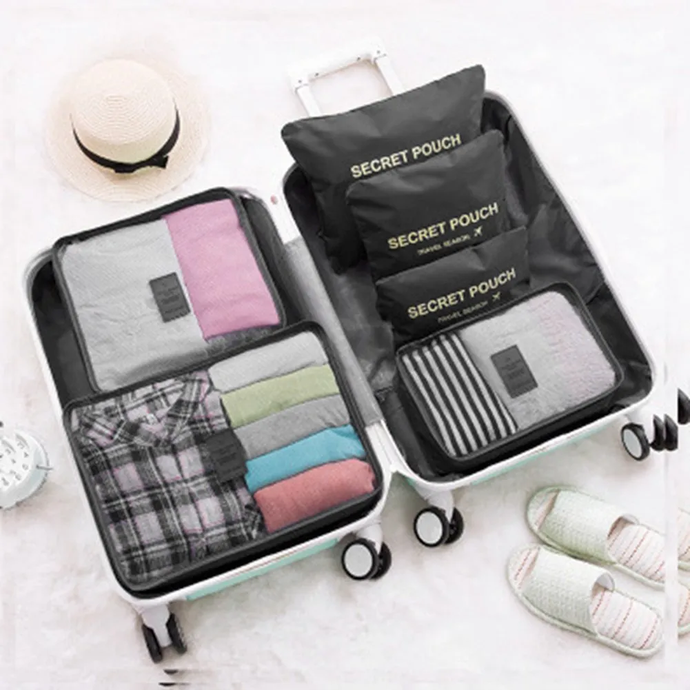 6PCS Packing Cubes for Travel Luggage Organiser Bag-Black