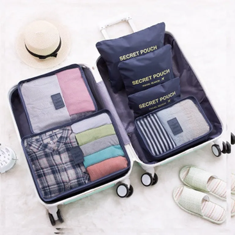 6PCS Packing Cubes for Travel Luggage Organiser Bag-Blue