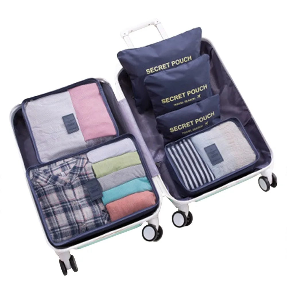 6PCS Packing Cubes for Travel Luggage Organiser Bag-Blue