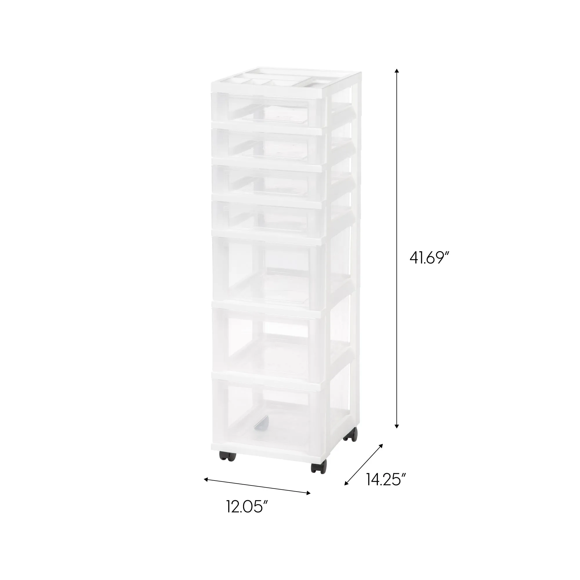 7-Drawer Storage Cart with Organizer Top, White