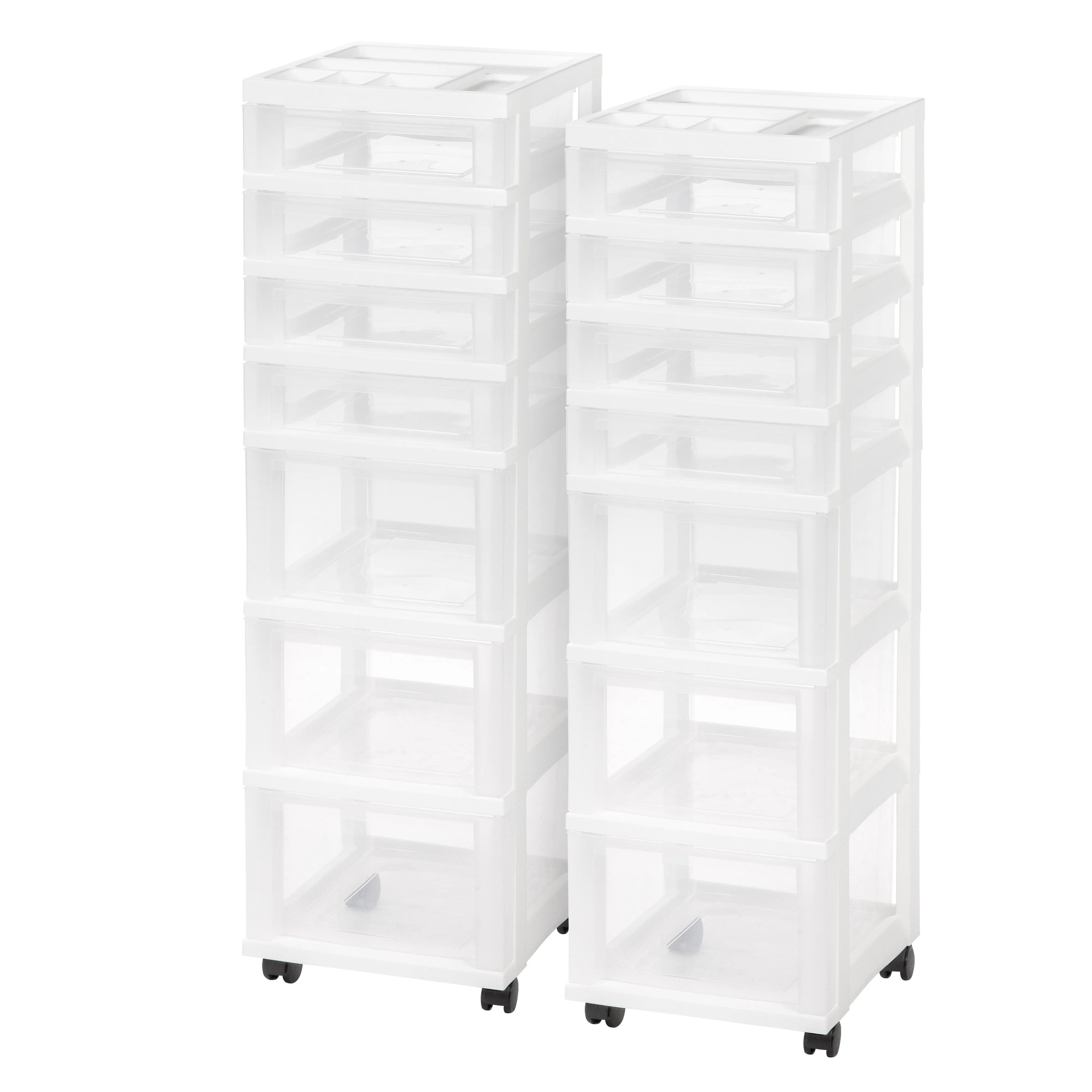 7-Drawer Storage Cart with Organizer Top, White