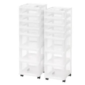 7-Drawer Storage Cart with Organizer Top, White