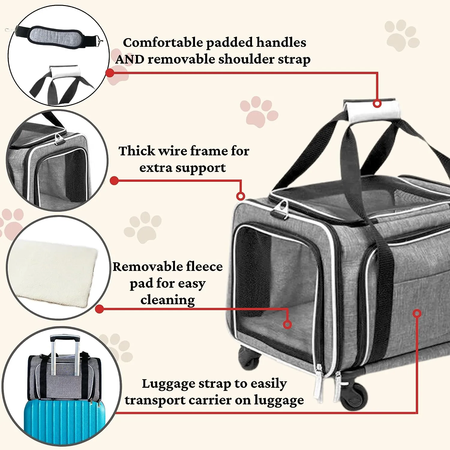 Airline Approved Expandable Premium Pet Carrier on Wheels