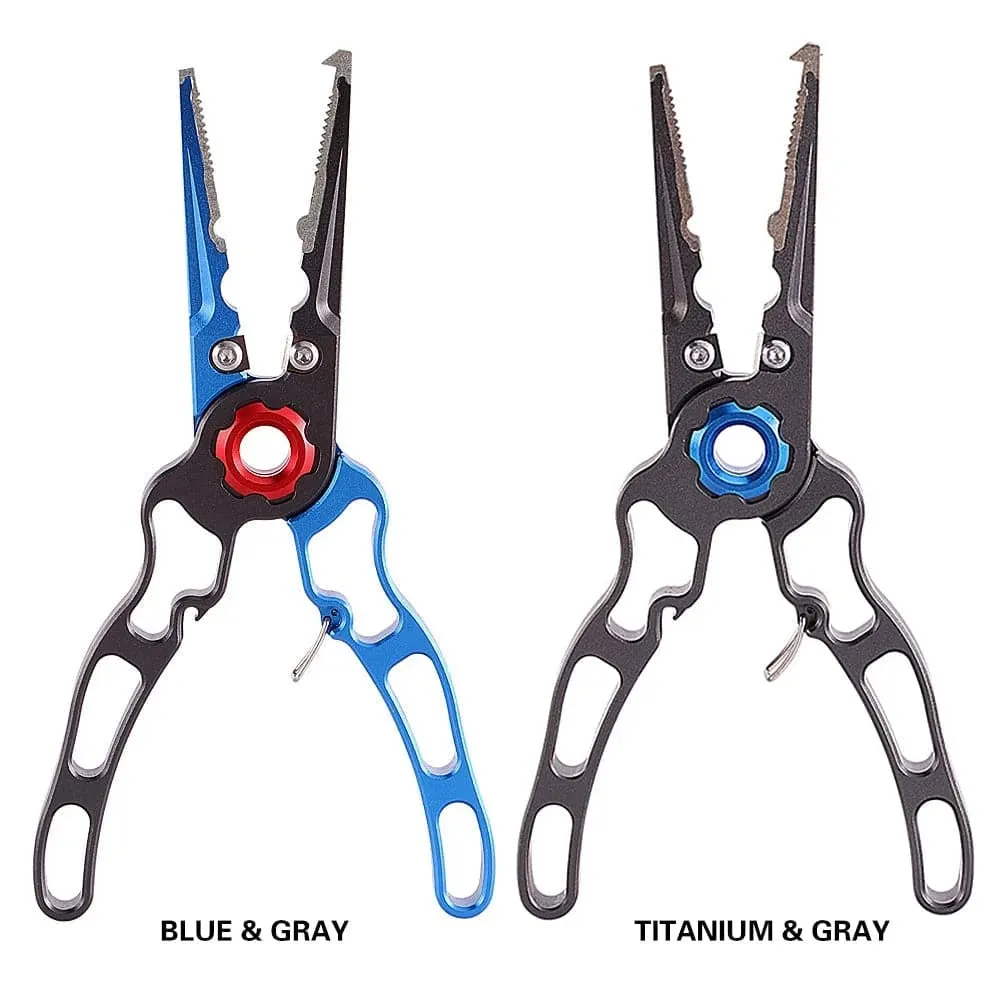 Aluminium Fishing Pliers Hook Remover Pliers Fish Holder Split Ring Tool Clip Clamp Line Cutters with Lanyard All for Fishing