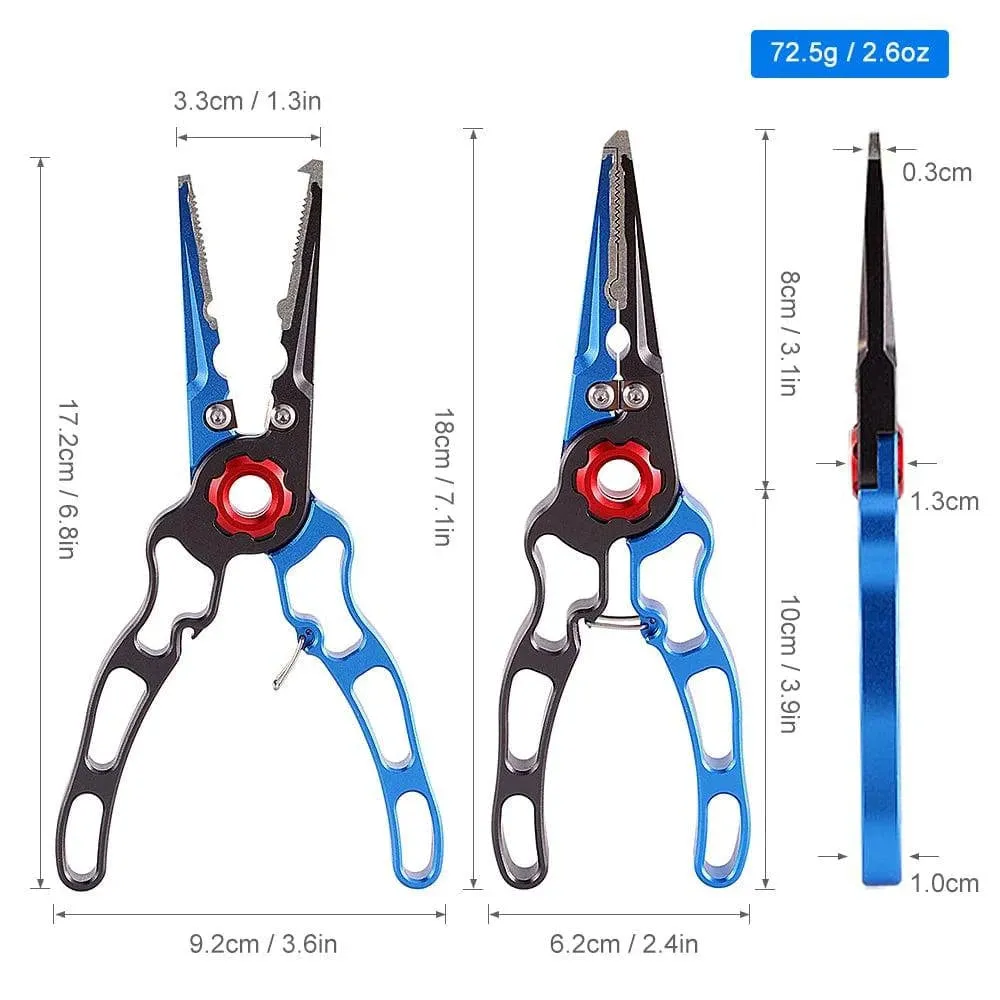 Aluminium Fishing Pliers Hook Remover Pliers Fish Holder Split Ring Tool Clip Clamp Line Cutters with Lanyard All for Fishing