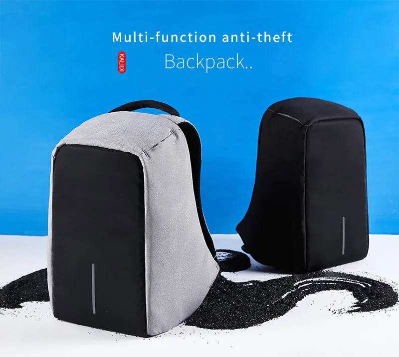 Anti-theft 17.3 inch Laptop Backpack With External USB Charge - Black,Gray