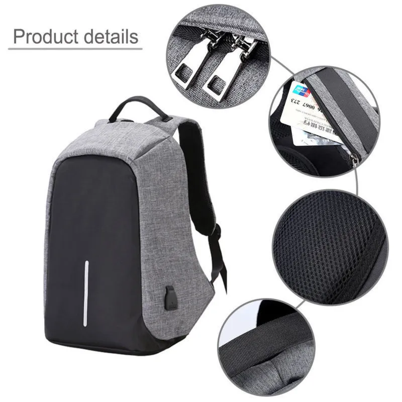 Anti-theft Backpack with USB Charging Port Slim Backpack for 15.6 Inch Laptop