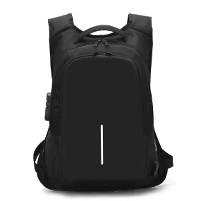 Anti-Theft College Backpack And Security Lock Black Bag