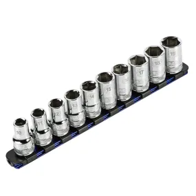 ARES 60106 - 1/2-Inch Drive Blue 9.84-Inch Socket Rail with Locking End Caps