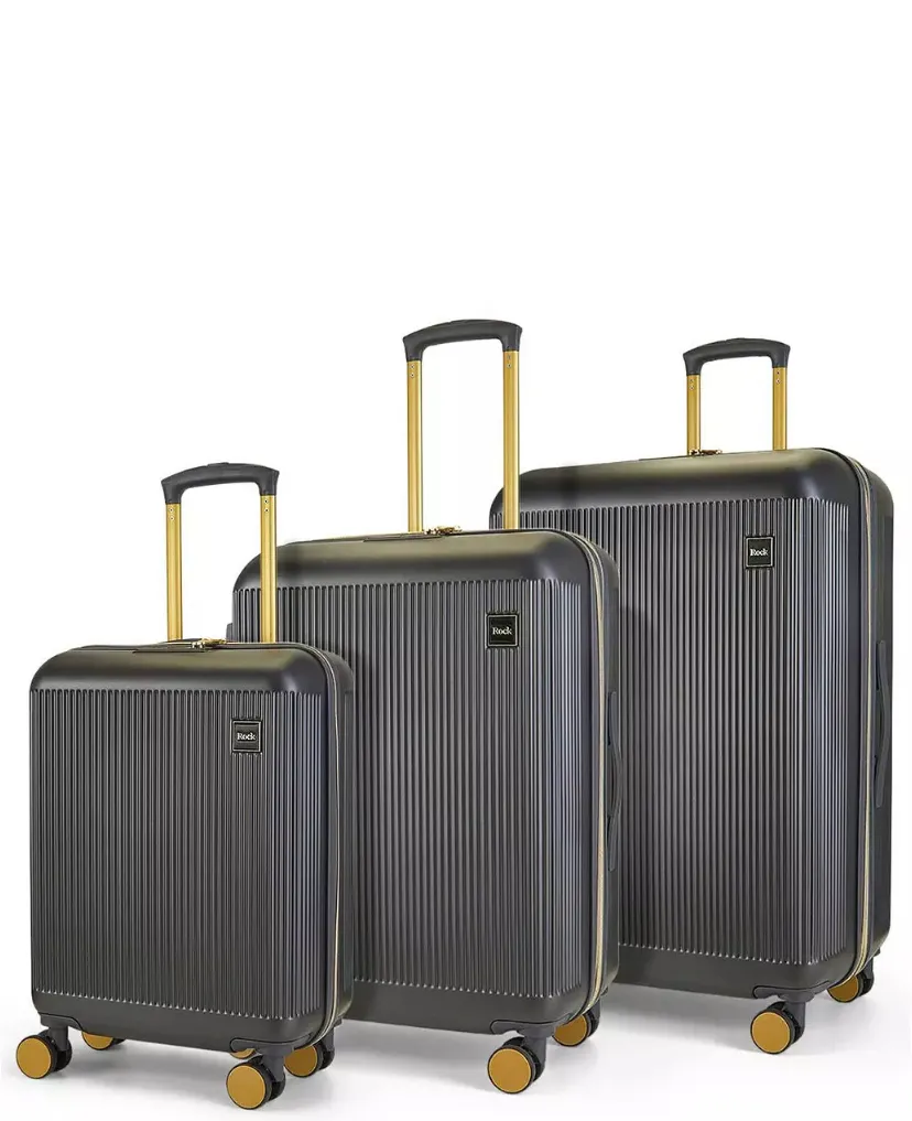 ARIA Set of 3 Suitcases  - Charcoal with Gold