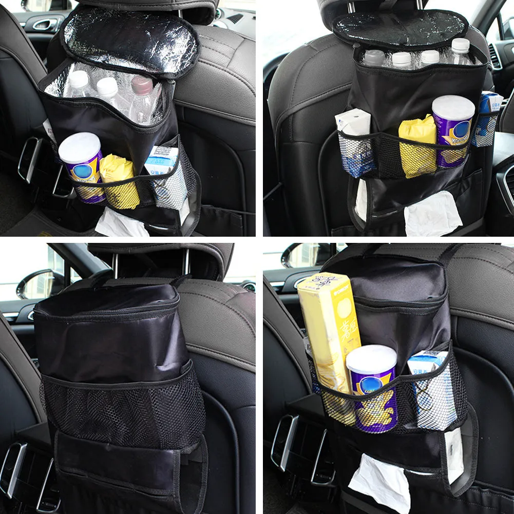 Auto Seat Back Side Multi-Pocket Storage Thermal Insulated Cooler Bag