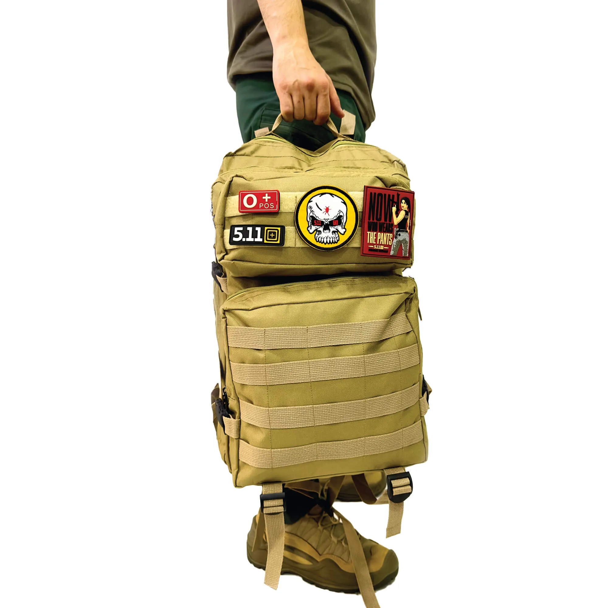 Beige Tactical Sports Backpack with Pec Area - 50 Liter Bag