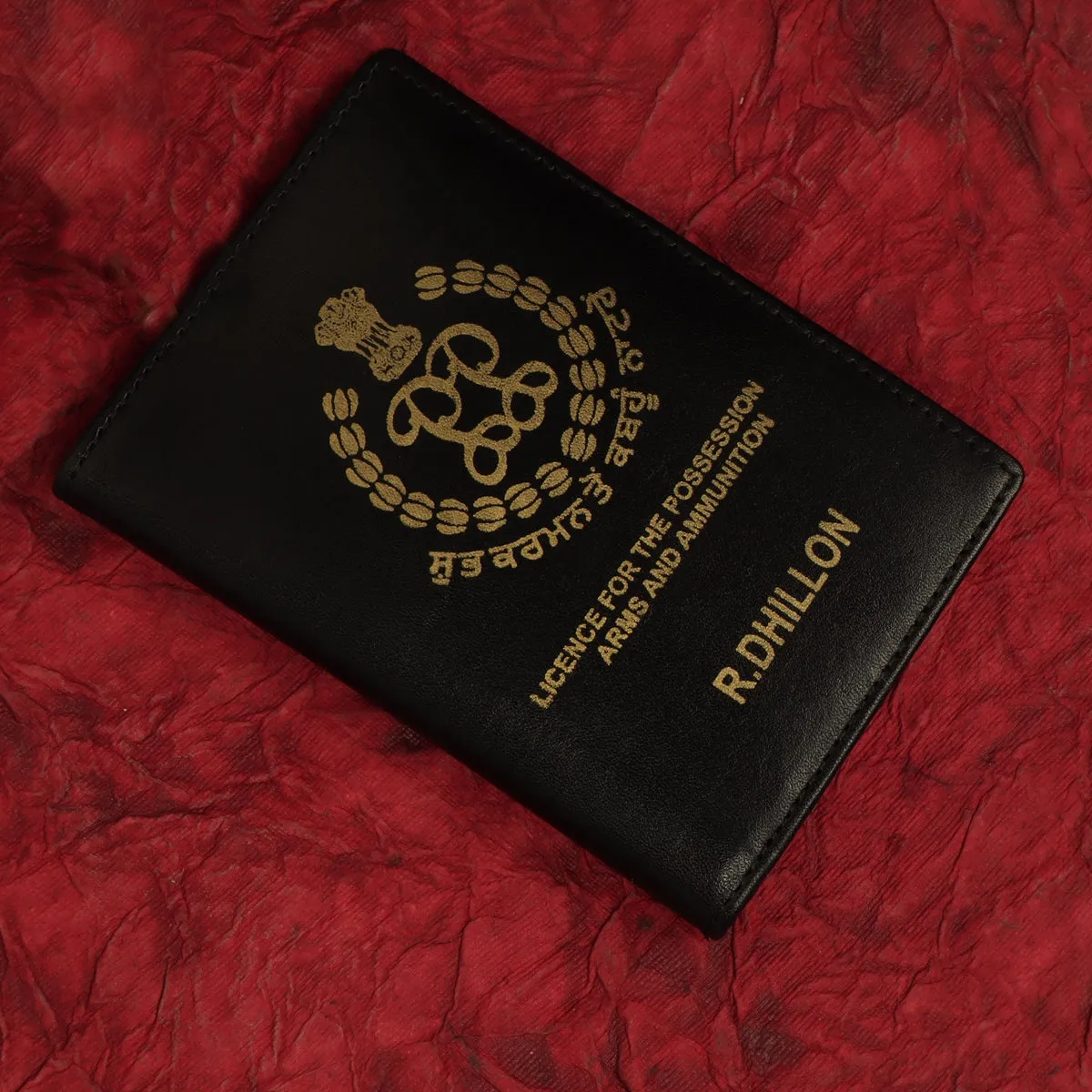 Bespoke "R-DHILLON" Black Leather Passport Holder by Brune & Bareskin