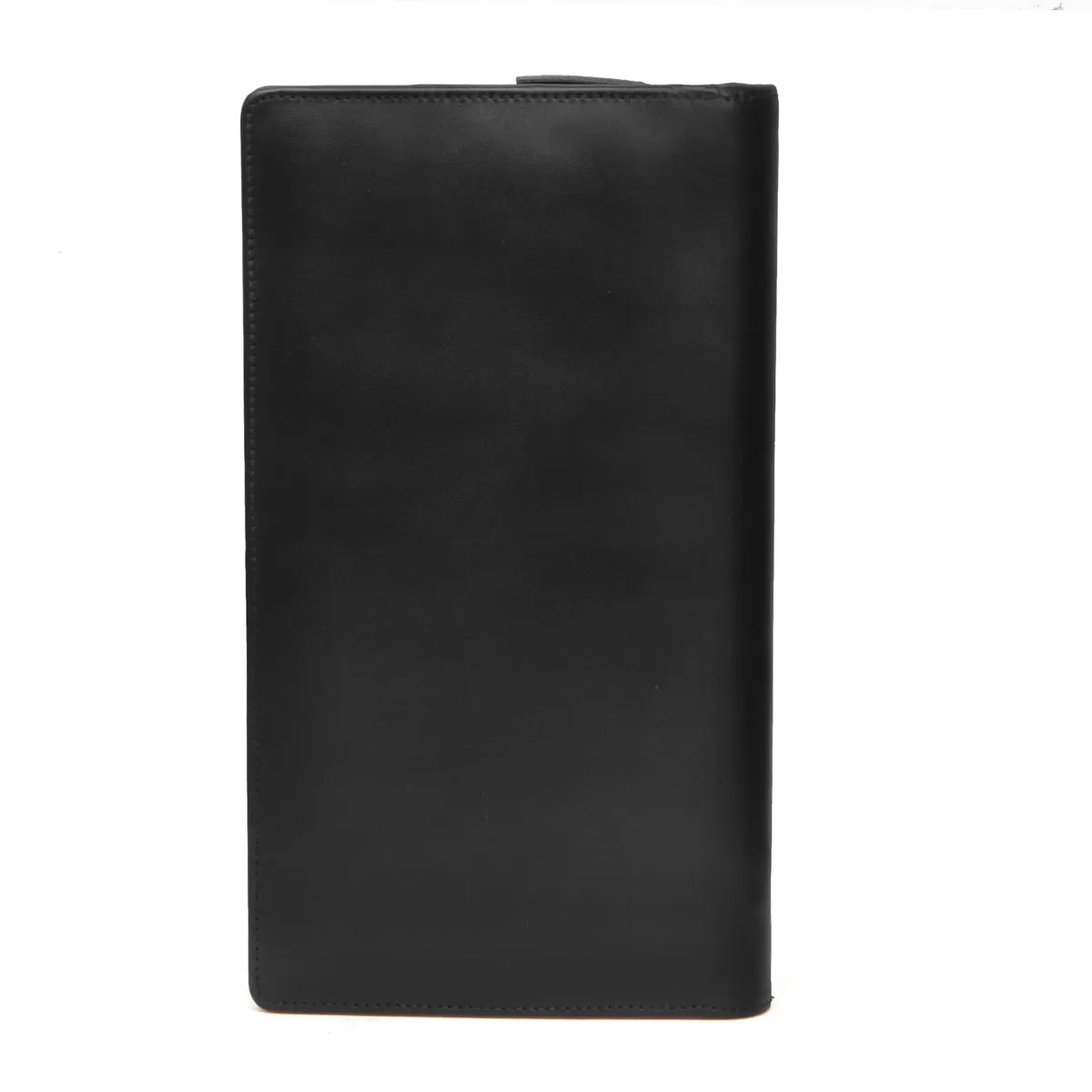 Black Bi-Fold Multi pockets Document Holder with zip Closure By Brune & Bareskin