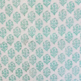 Block Printed Indian Cotton  - Jaipur block in Teal