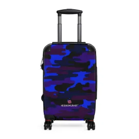 Blue Purple Camo Cabin Suitcase, Carry On Luggage With 2 Inner Pockets & Built in TSA-approved Lock With 360° Swivel