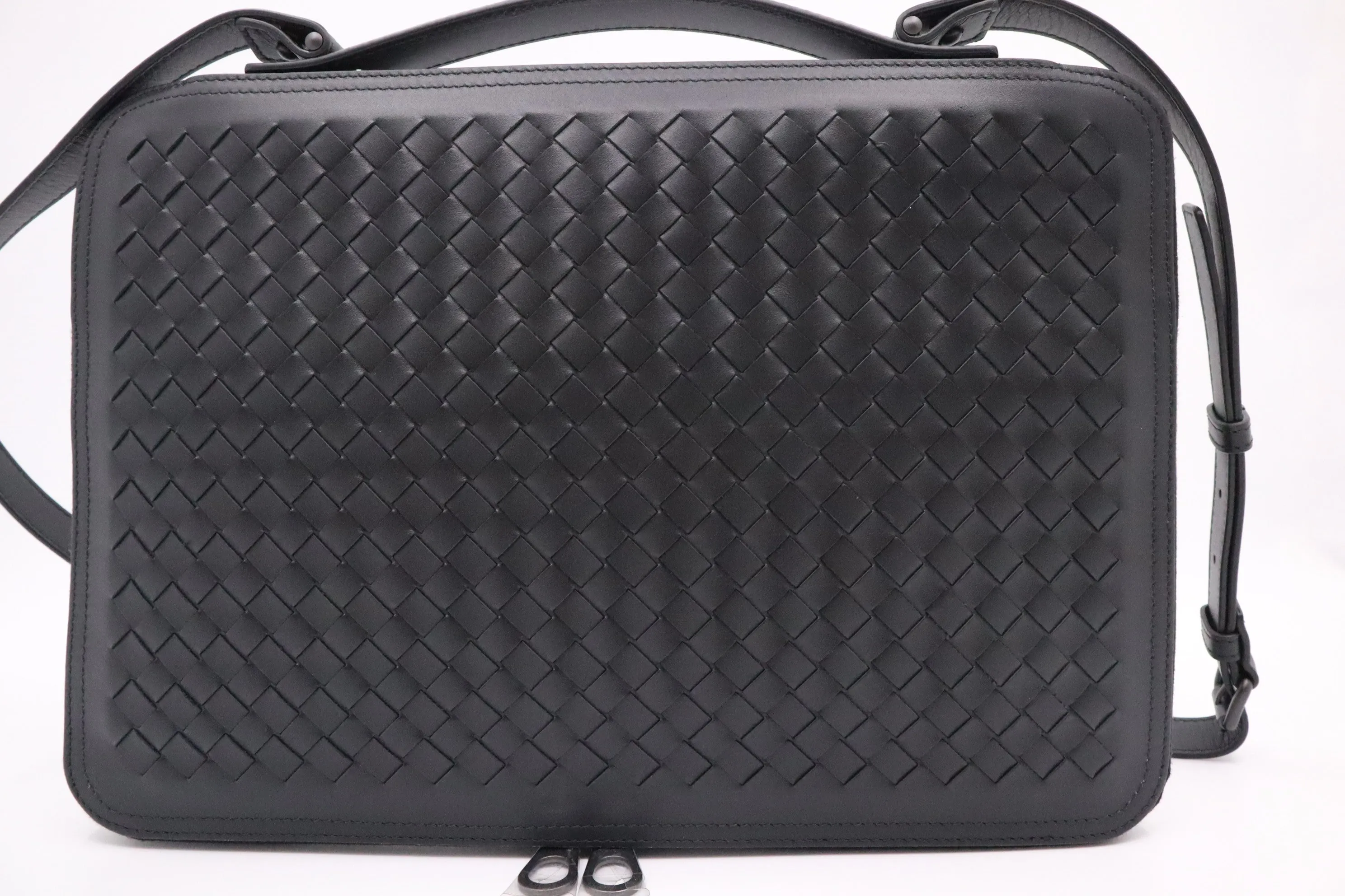 Bottega Veneta Document Bag in Black Intrecciato Leather