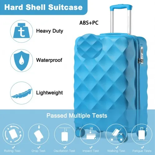 British Traveller 20" Ultralight Diamond Suitcase - TSA Lock, Blue