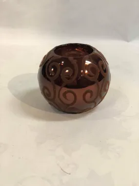 Brown glass tea light candle holder