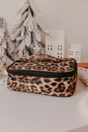 Brown Leopard Print Makeup Jewelry Case - FINAL SALE