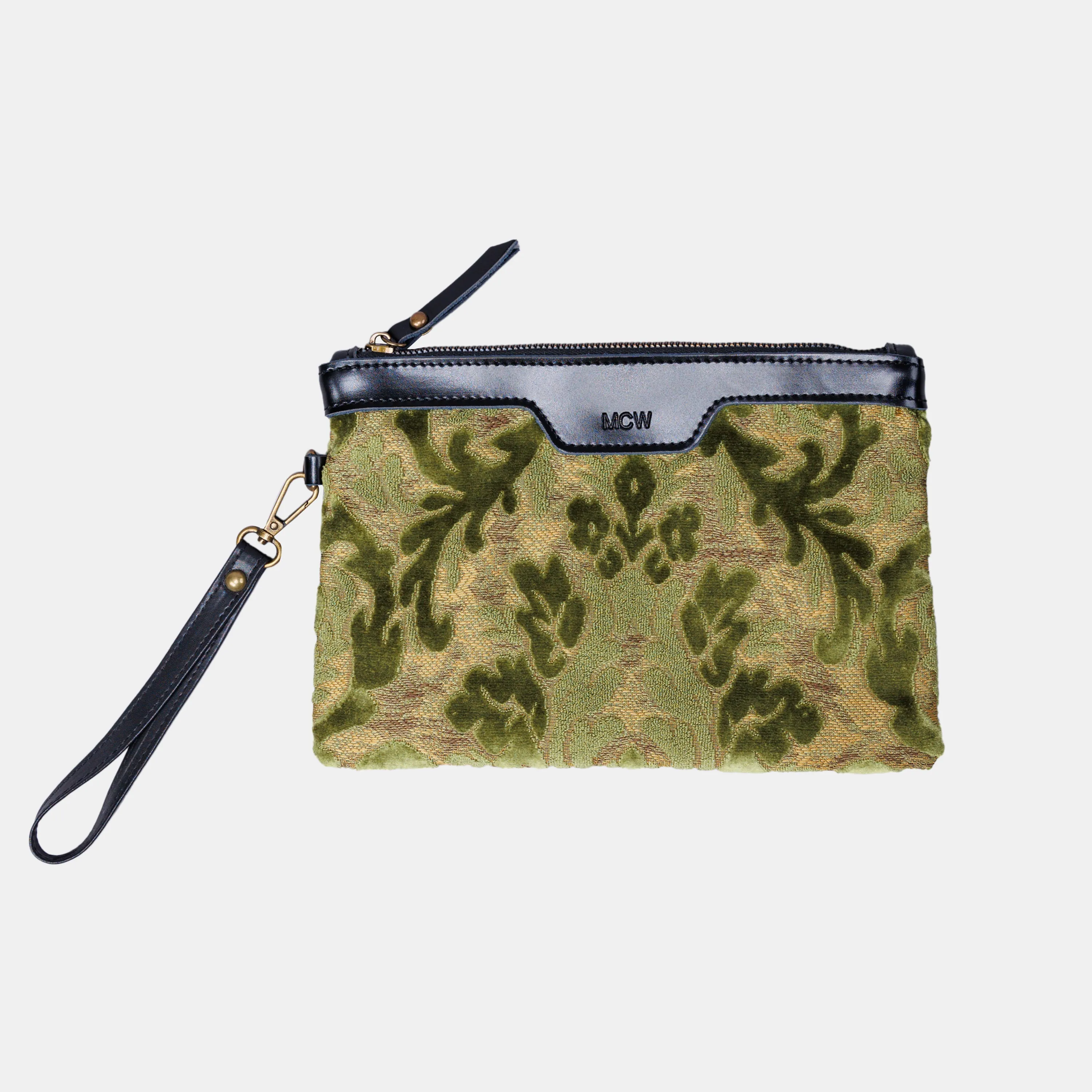 Burnout Velvet Fern Green Wristlet Clutch