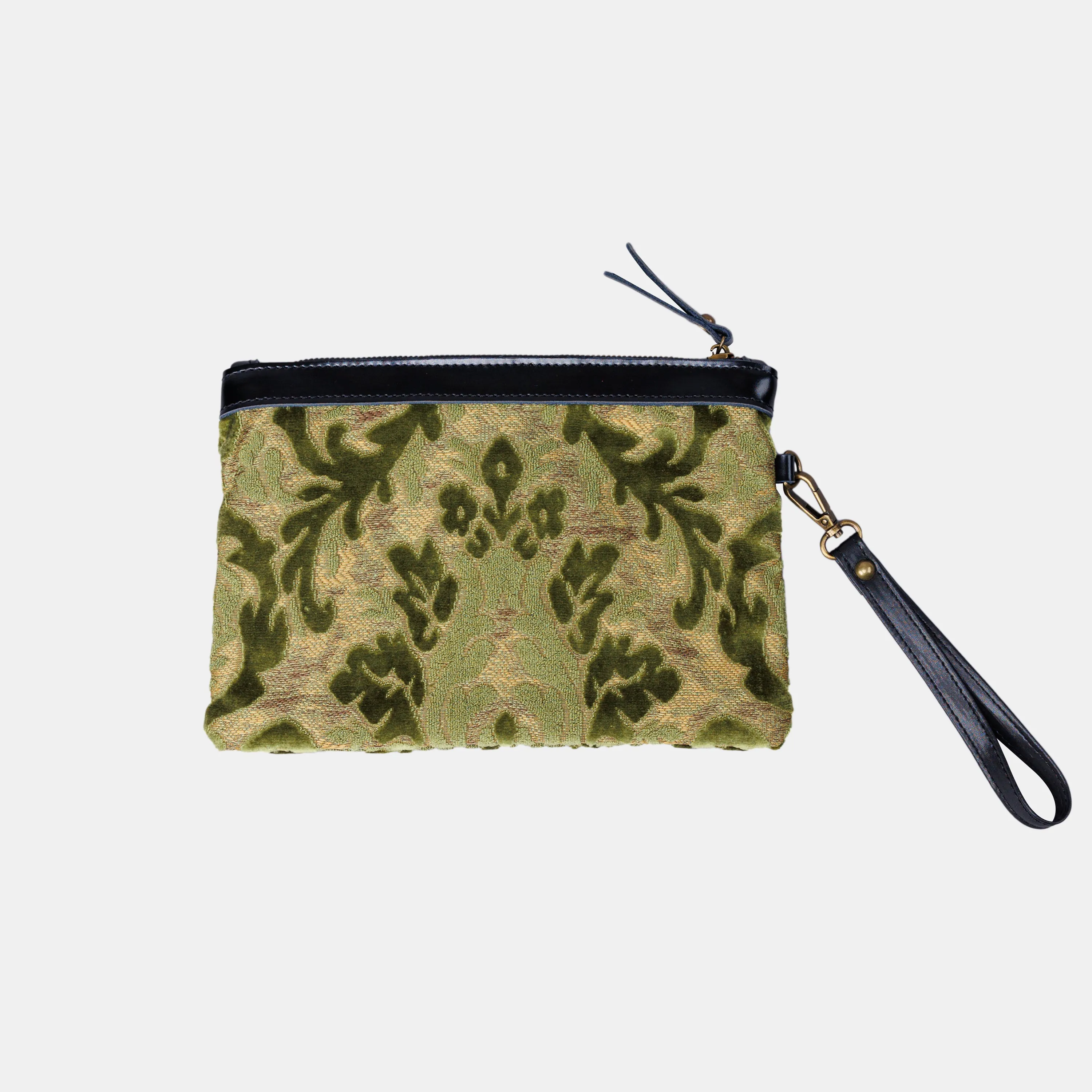 Burnout Velvet Fern Green Wristlet Clutch