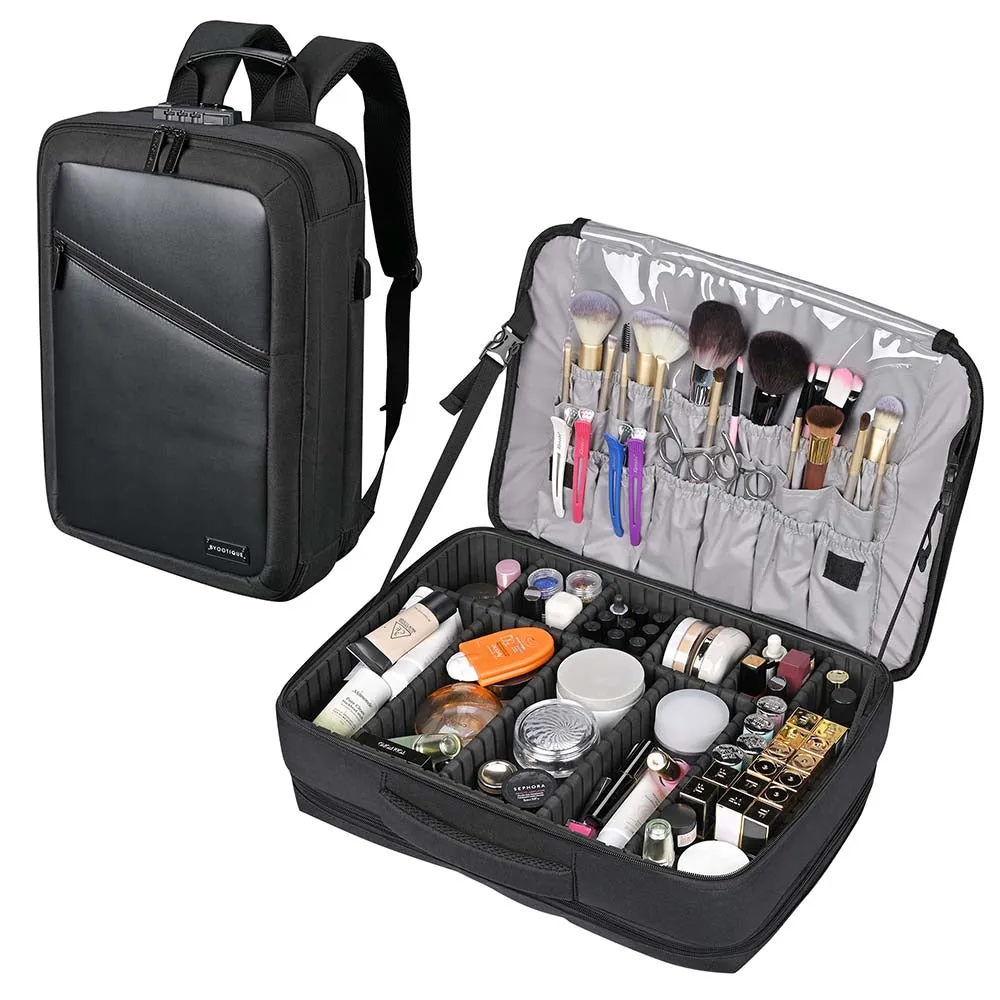 Byootique Makeup Backpack Cosmetics Clippers Storage TSA Lock