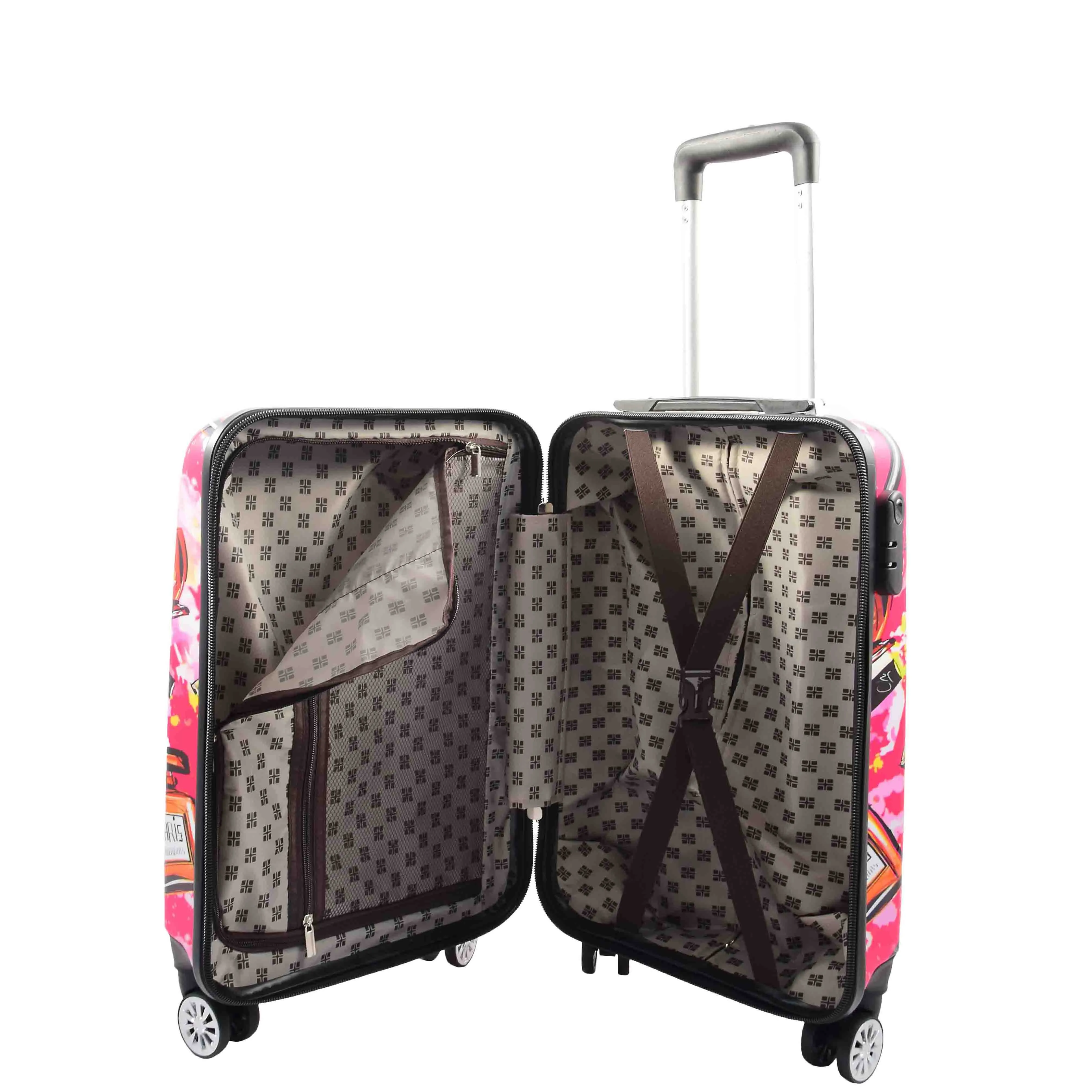 Cabin Size 4 Wheel Luggage Hard Shell Makeup Print Suitcase