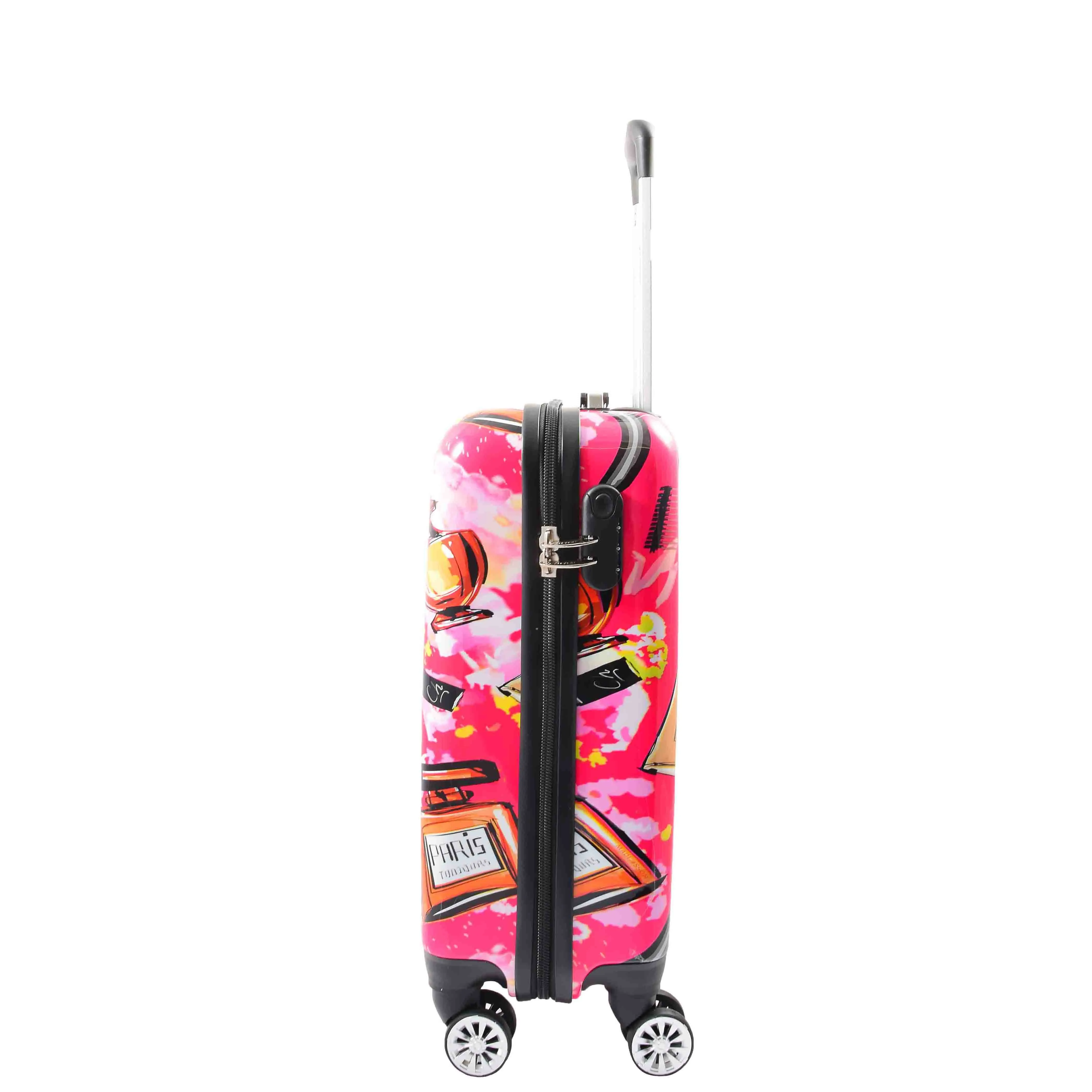 Cabin Size 4 Wheel Luggage Hard Shell Makeup Print Suitcase