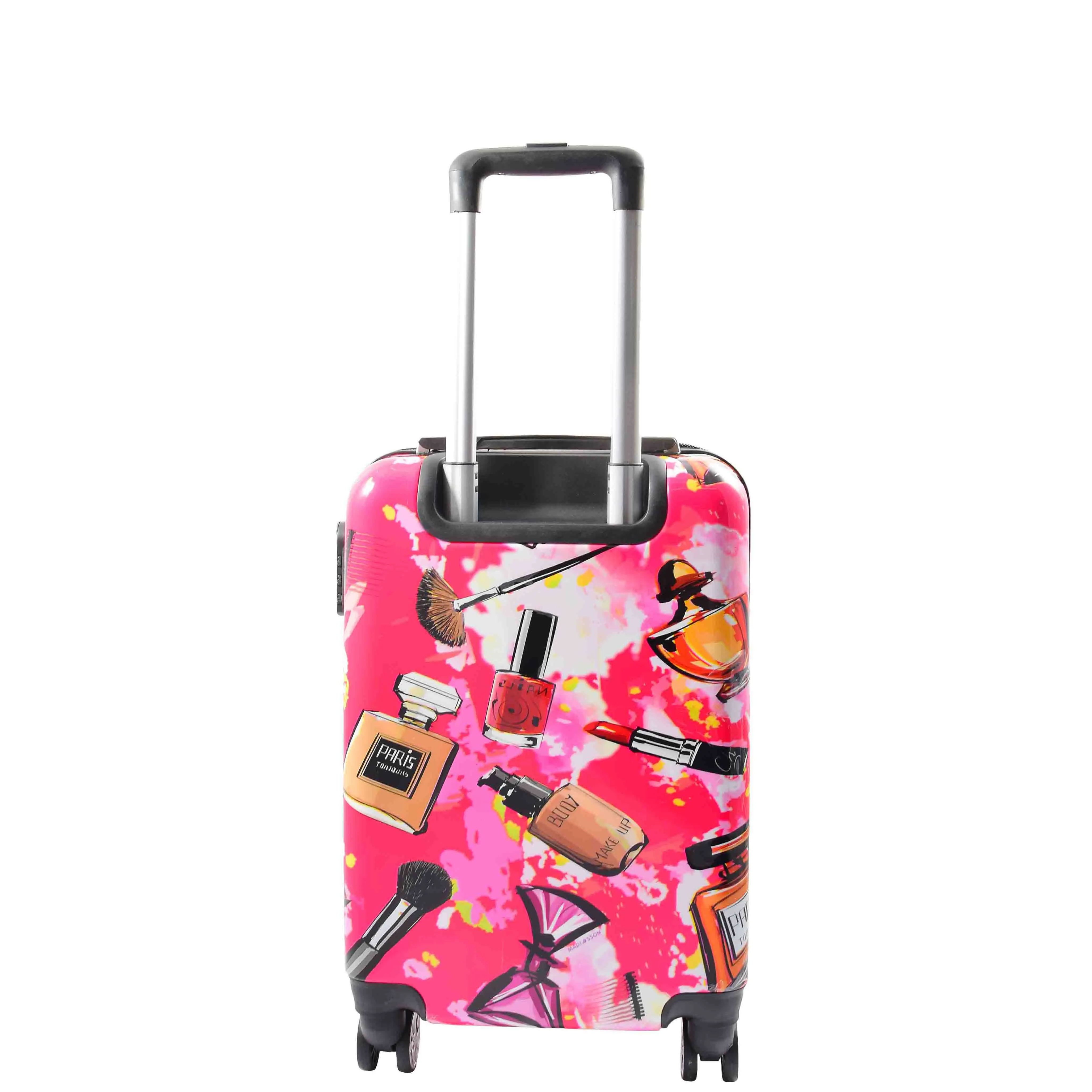 Cabin Size 4 Wheel Luggage Hard Shell Makeup Print Suitcase