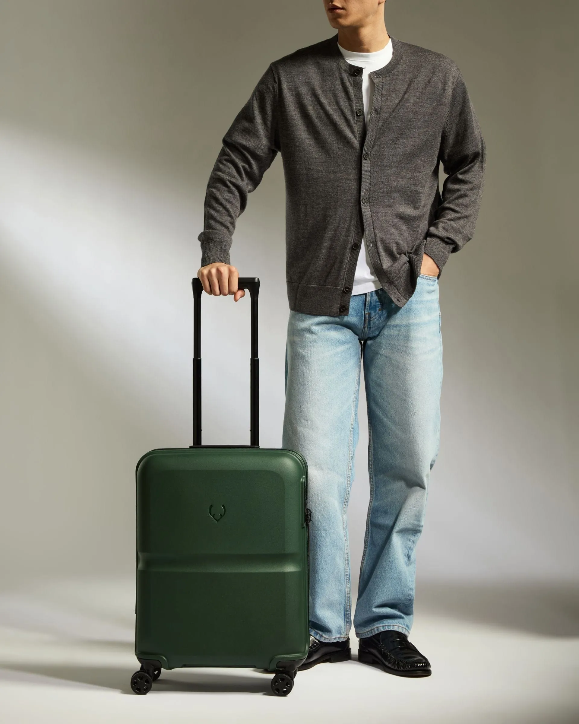 Cabin Suitcase in Antler Green - Single Stripe