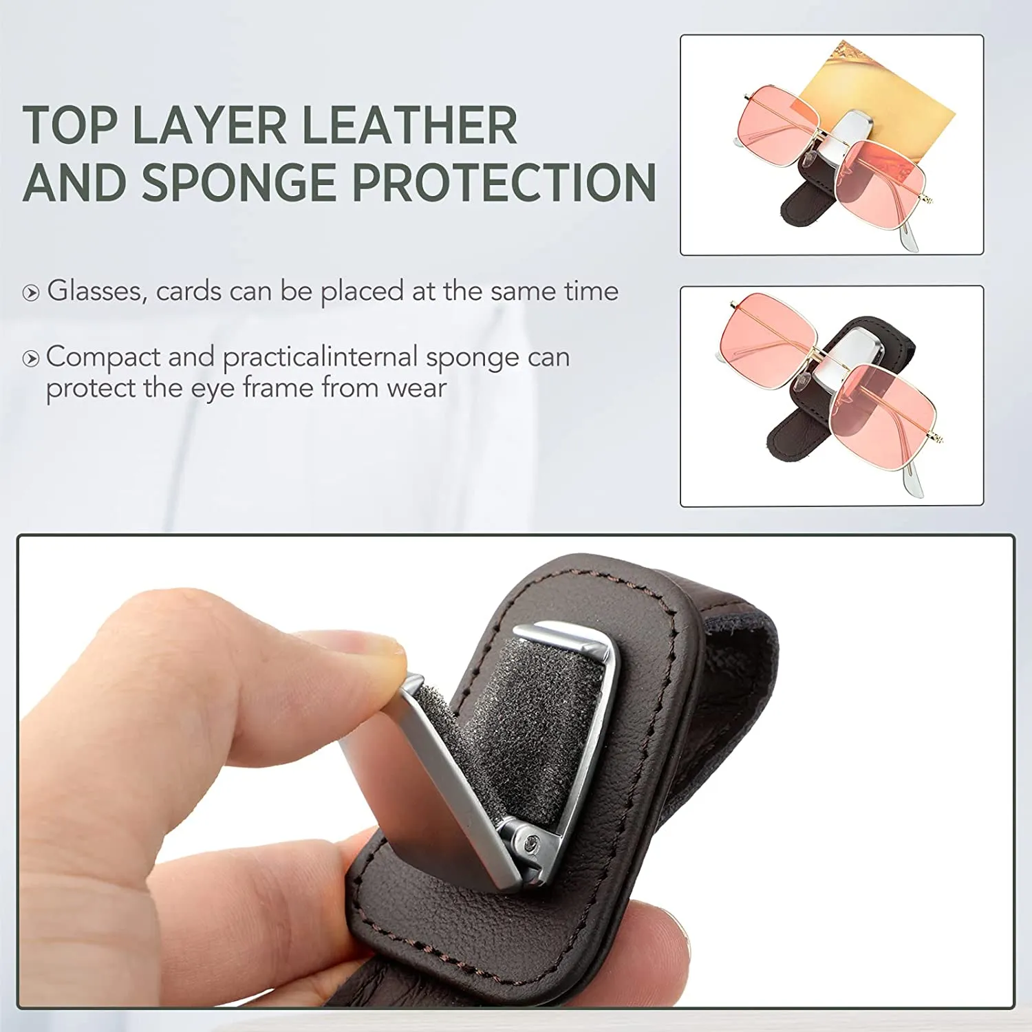 Car Visor Leather Sunglasses Holder Clip