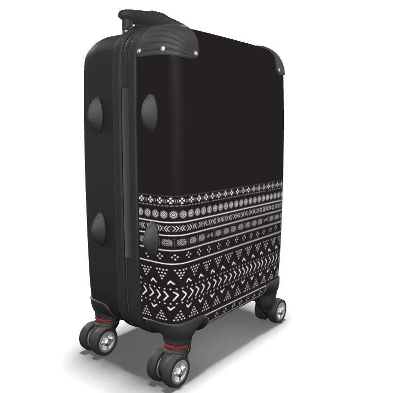 Carbon Black Mudcloth Boho Suitcase