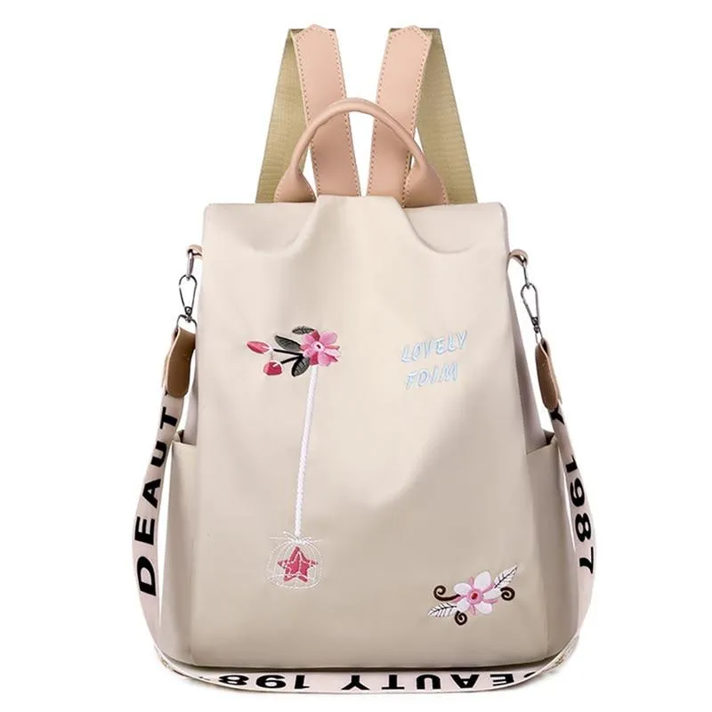 Casual Fashionable Women's Waterproof Oxford Embroidery Backpack