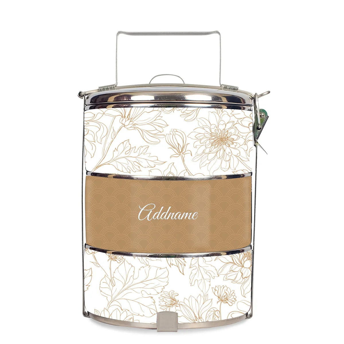 Chrysanths Artline Series 3-Tier Standard Medium 14cm Tiffin Carrier [FREE Custom Add Name]