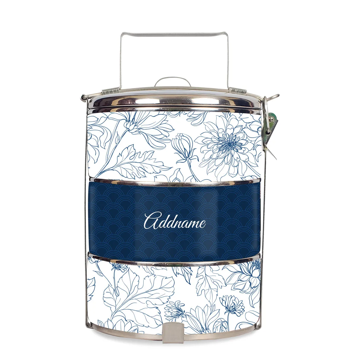 Chrysanths Artline Series 3-Tier Standard Medium 14cm Tiffin Carrier [FREE Custom Add Name]