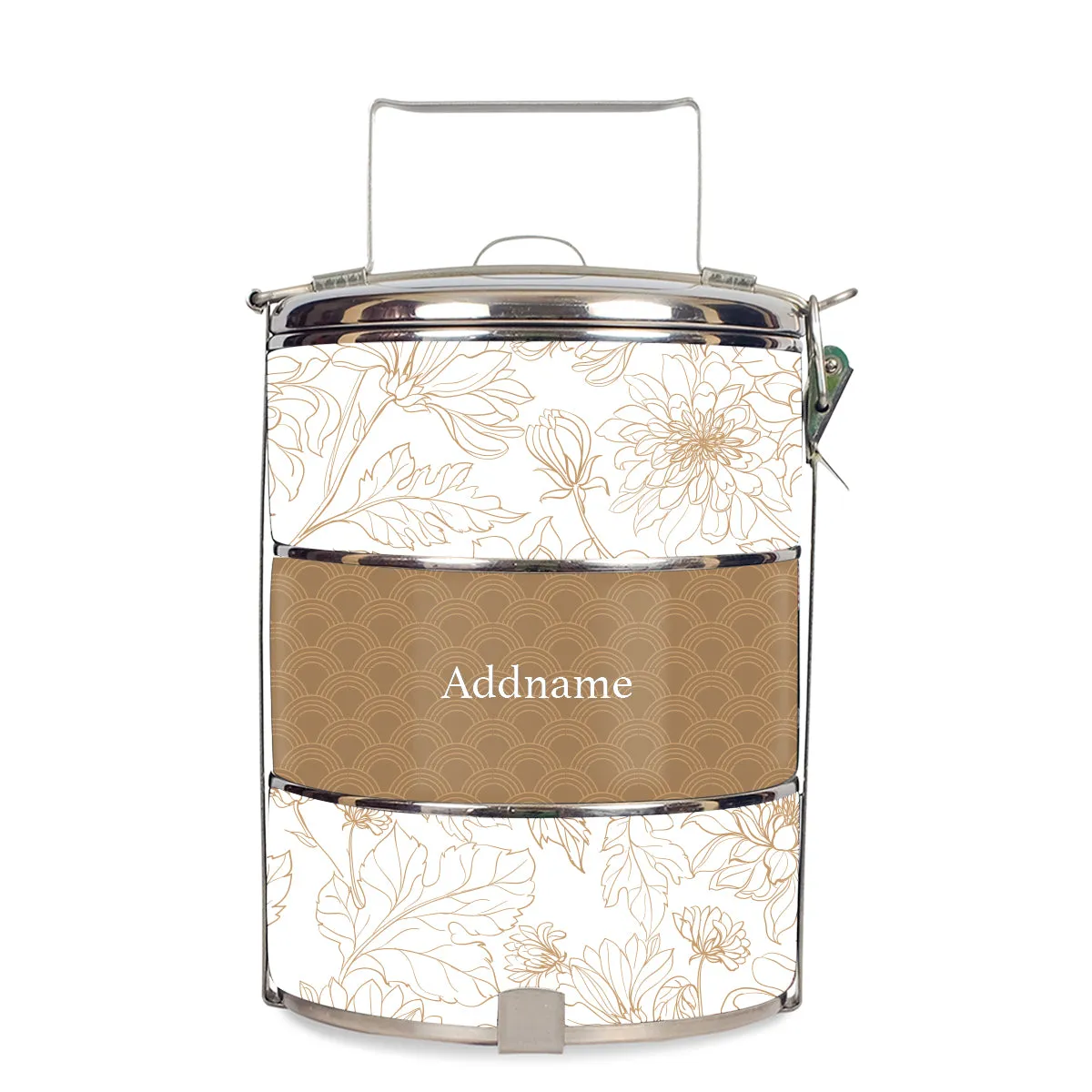 Chrysanths Artline Series 3-Tier Standard Medium 14cm Tiffin Carrier [FREE Custom Add Name]