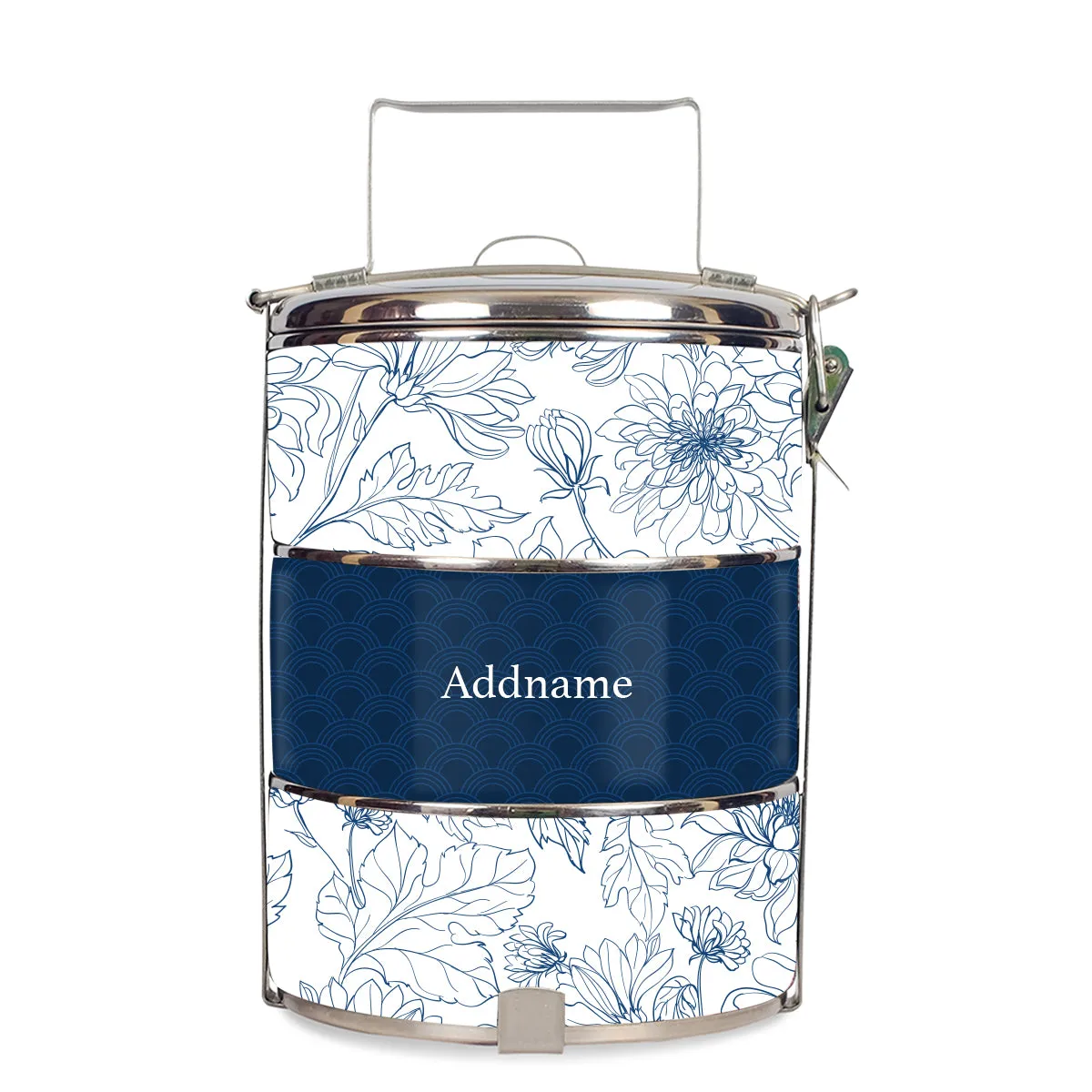 Chrysanths Artline Series 3-Tier Standard Medium 14cm Tiffin Carrier [FREE Custom Add Name]