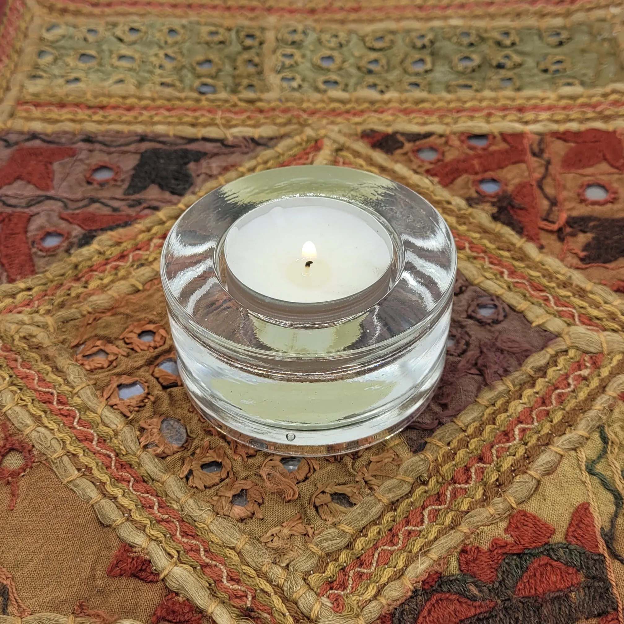 Chunky Clear Glass Tealight Holder