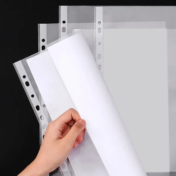 Clear Plastic Punched Pocket For Ring Binder Folder A5/A4, 4 Thickness Pack